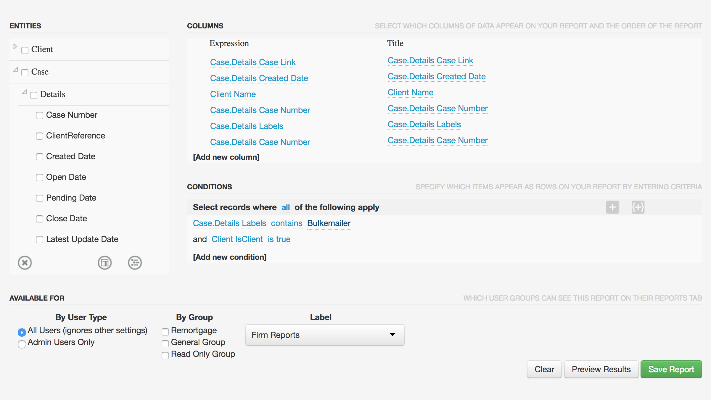 AgileCase Create Reports